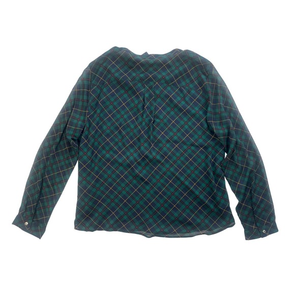 NWT Tommy Hilfiger Women's XL Green Plaid Ruffle Tie Neck Blouse Wrinkle Free - Picture 3 of 10